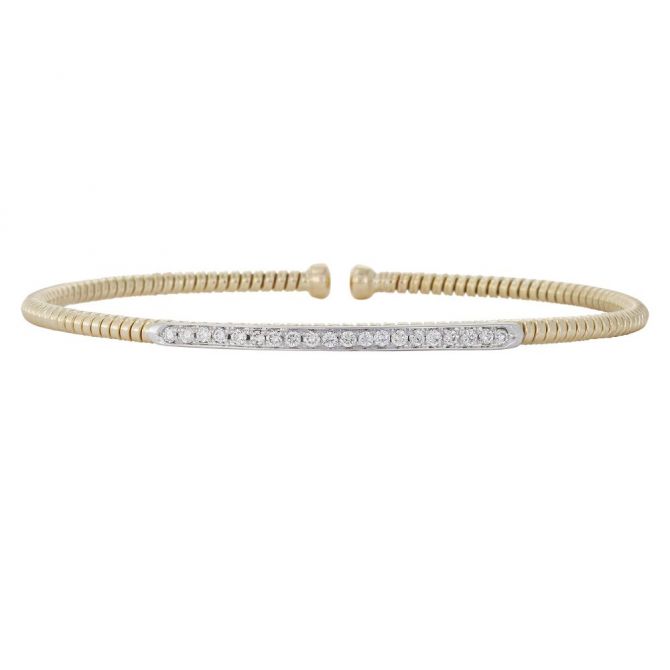 Diamond Bar Cuff Bracelet in Yellow Gold