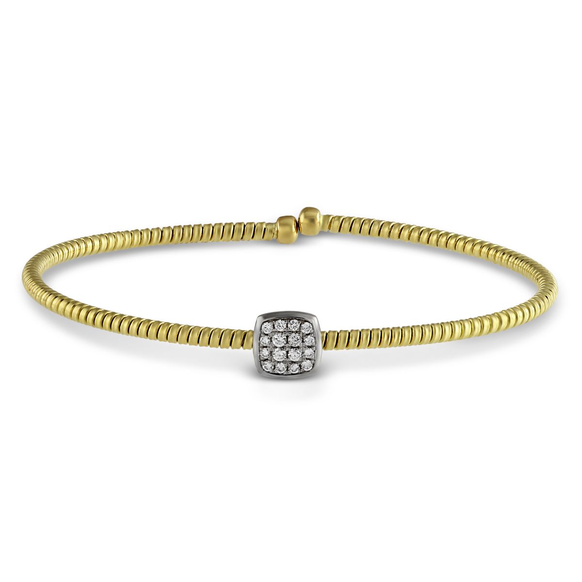 Single Square Pavé Diamond Station Cuff Bracelet in Yellow Gold Borsheims