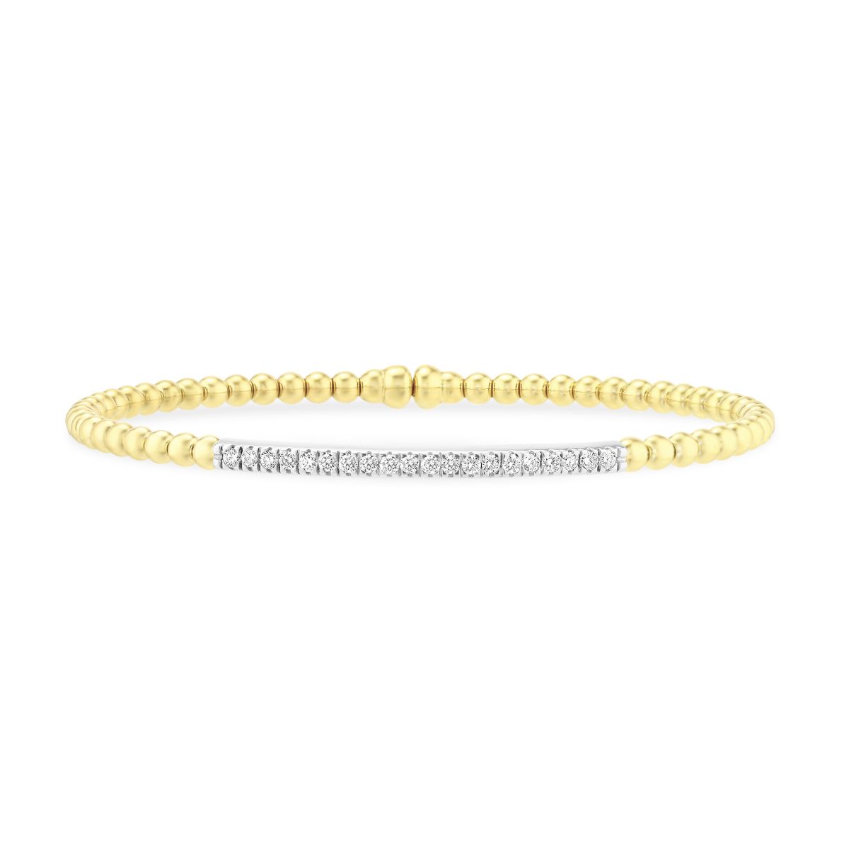 Diamond & Yellow Gold Bead Cuff Bracelet