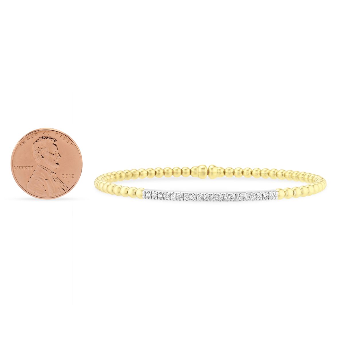 Diamond & Yellow Gold Bead Cuff Bracelet
