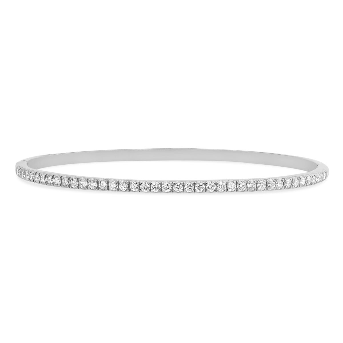 18K White Gold Diamond Oval Bangle Bracelet