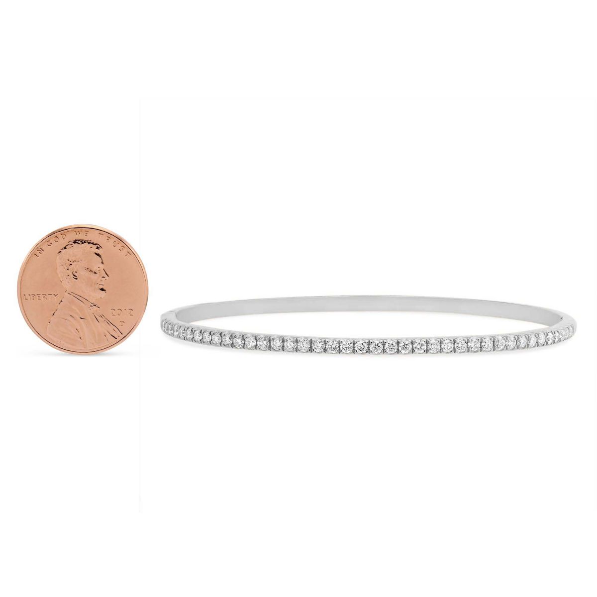 18K White Gold Diamond Oval Bangle Bracelet