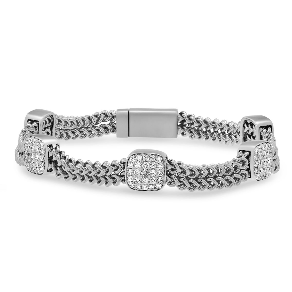 14K White Gold Five Station Diamond Bracelet, 7.5