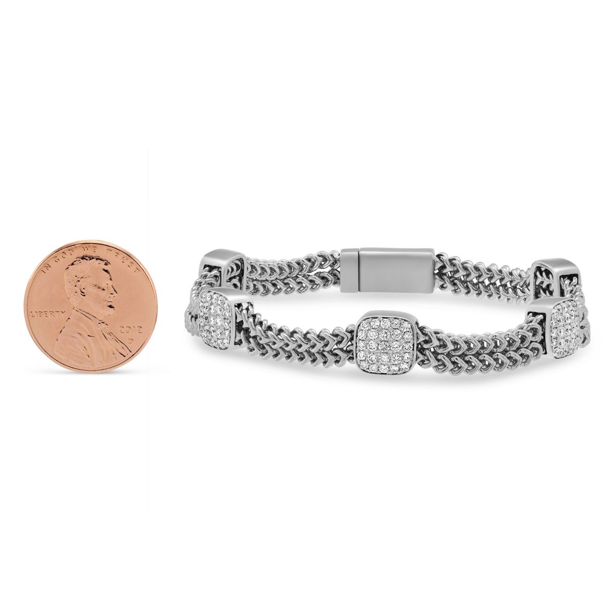 14K White Gold Five Station Diamond Bracelet, 7.5