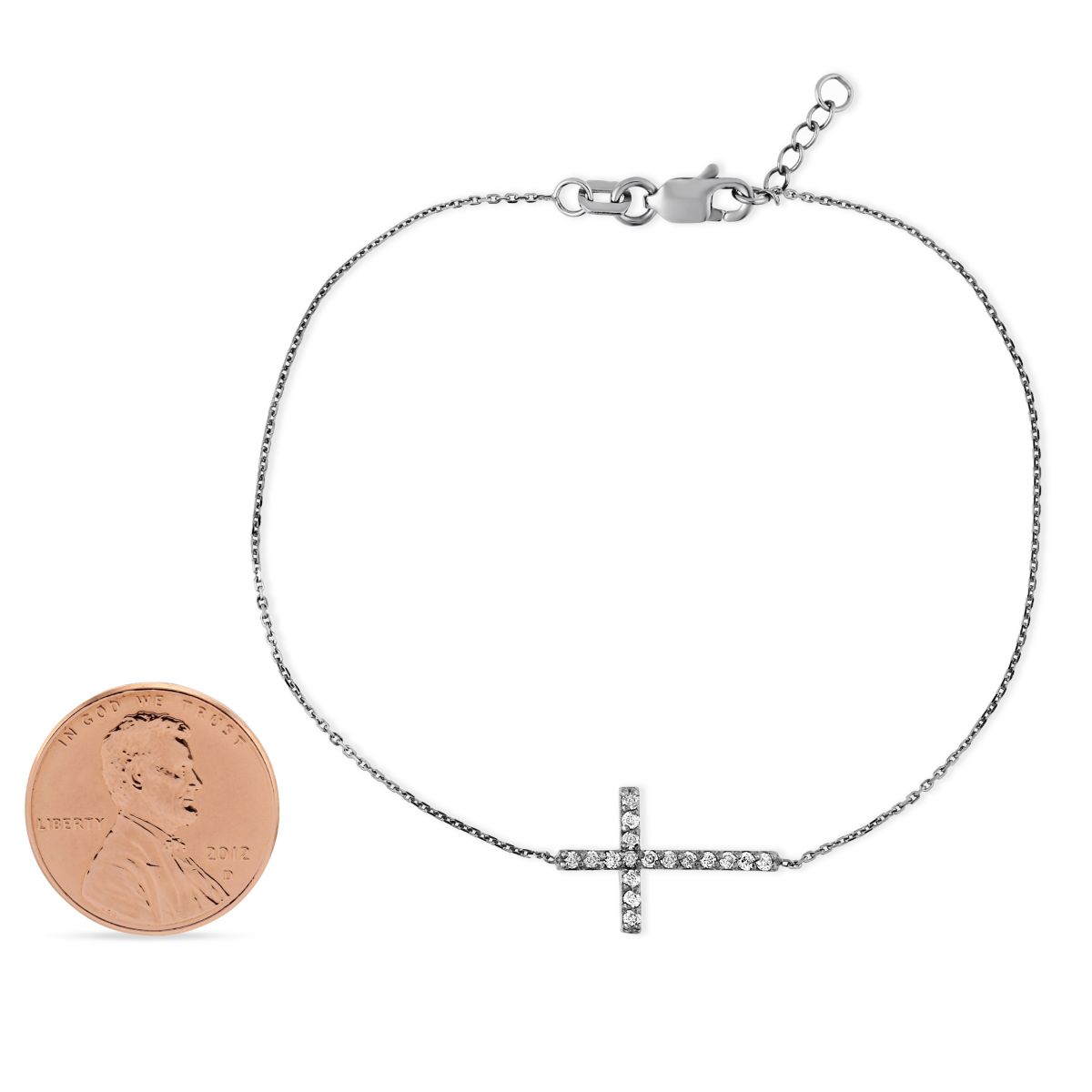 Diamond Sideways Cross Bracelet in Black Rhodium & White Gold