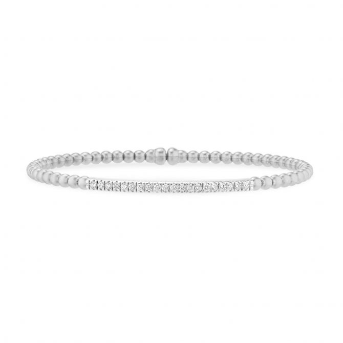 Diamond & White Gold Bead Cuff Bracelet