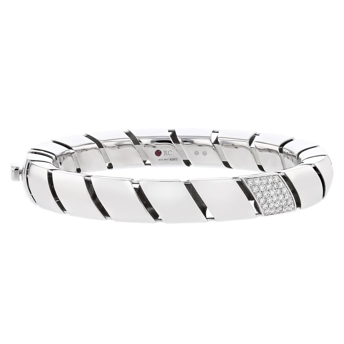 Roberto Coin 18K White Gold Diamond Pavé Hinged Bracelet