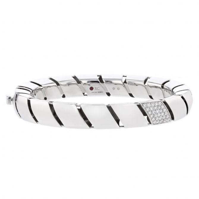 Roberto Coin 18K White Gold Diamond Pavé Hinged Bracelet