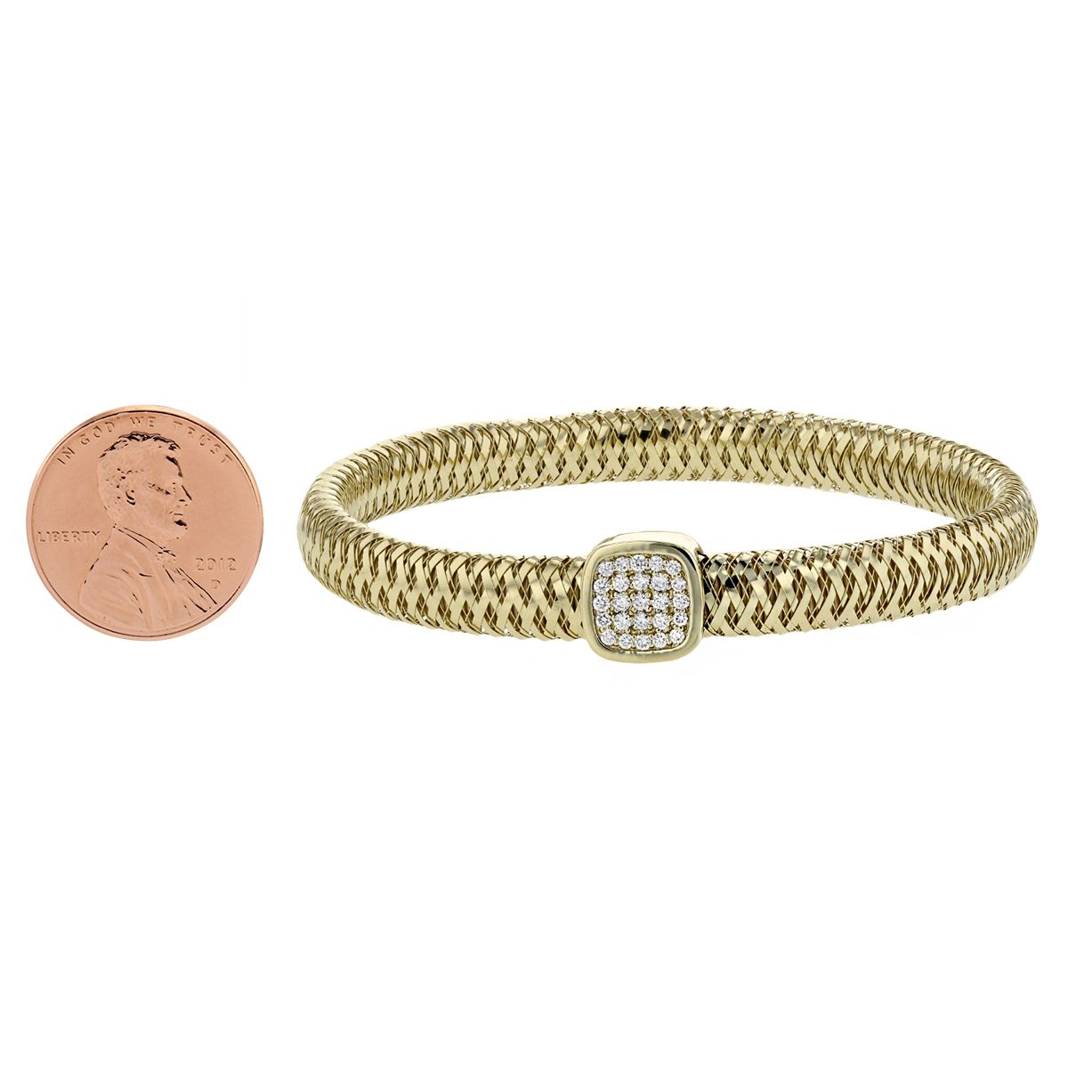 Roberto Coin Primavera Flexible Yellow Gold Bangle Bracelet with Diamond Station