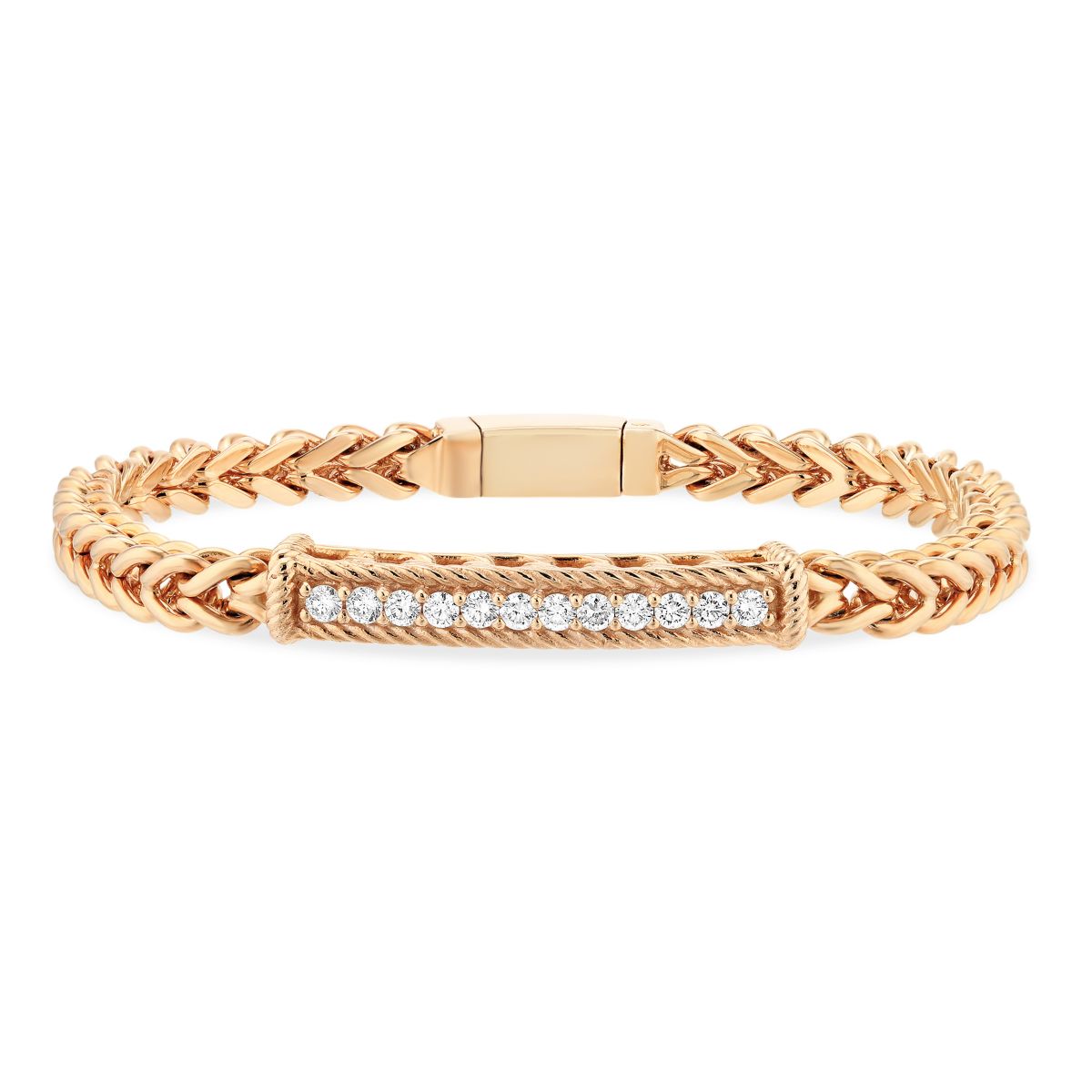 Diamond Bar & Rose Gold Braided Link Bracelet, 7" Borsheims
