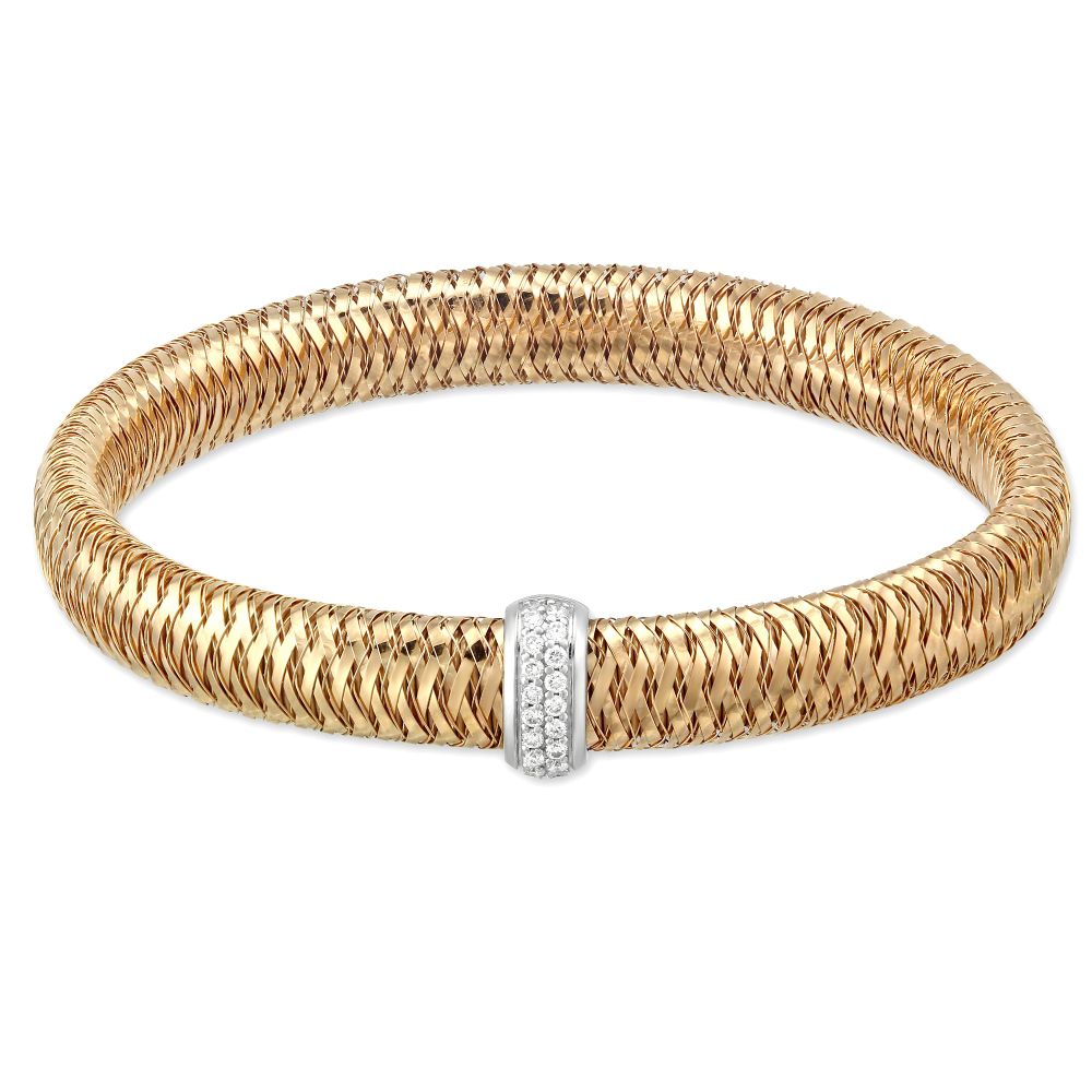 Roberto Coin Primavera Rose Gold Bangle Flexible Bracelet with Diamonds ...