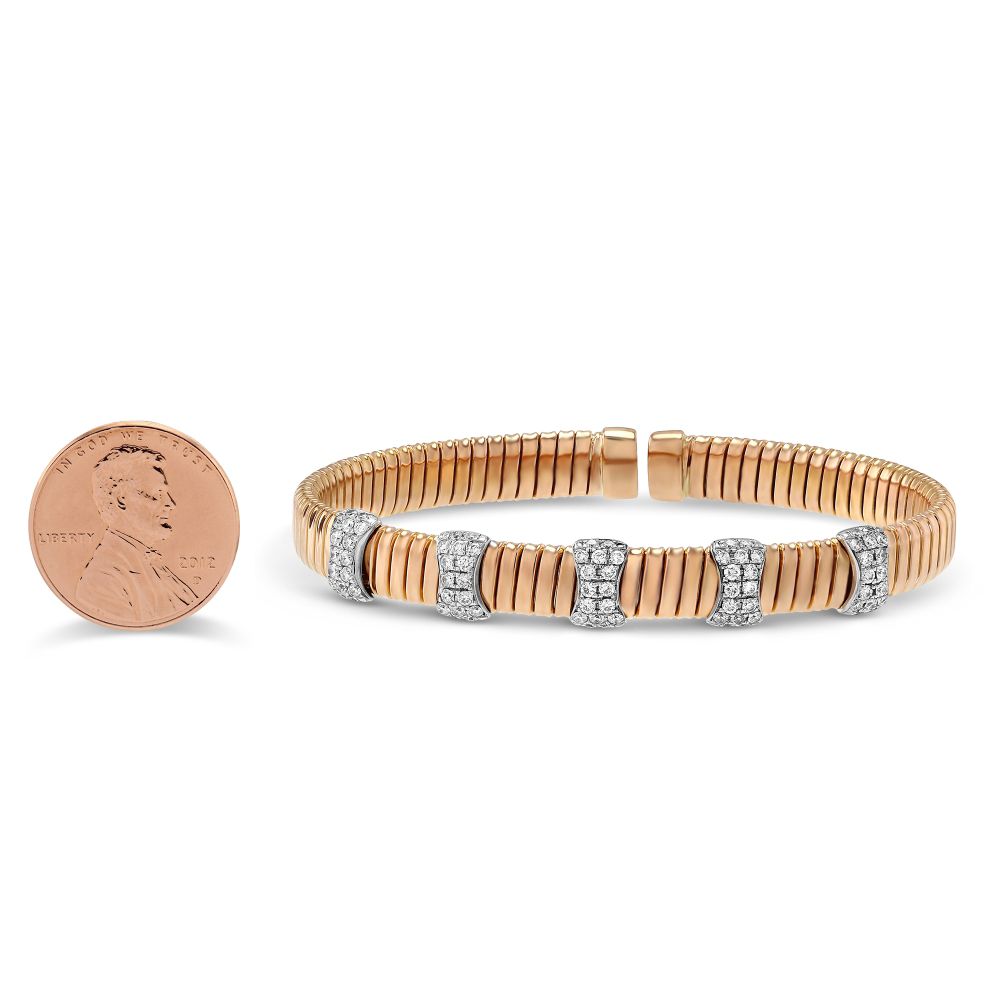18K Rose Gold Diamond Station Cuff Bracelet