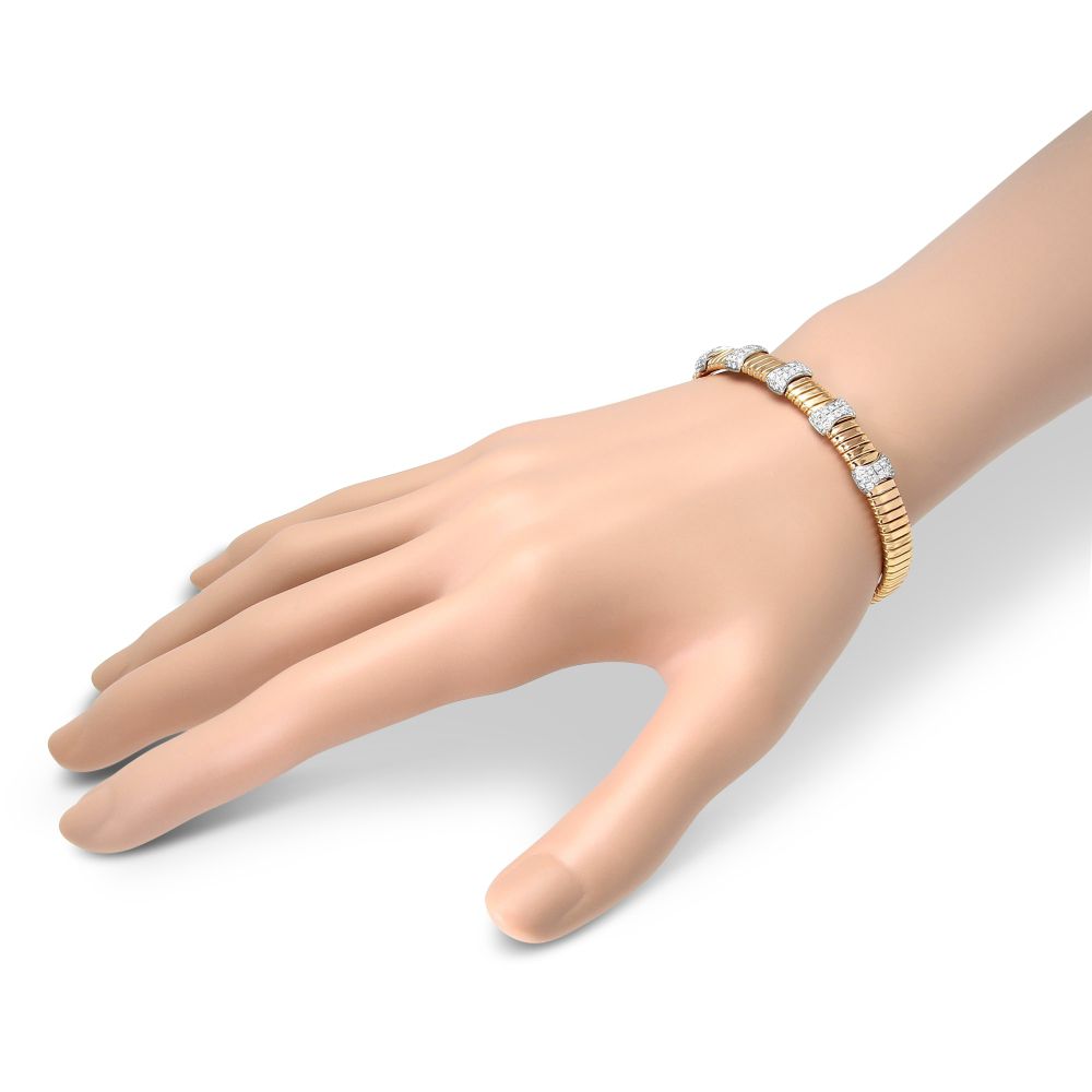 18K Rose Gold Diamond Station Cuff Bracelet