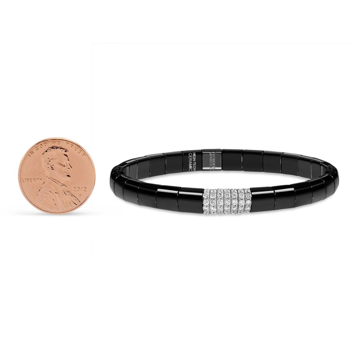 Demeglio Pura Diamond Bar Bracelet in Black Shiny Ceramic