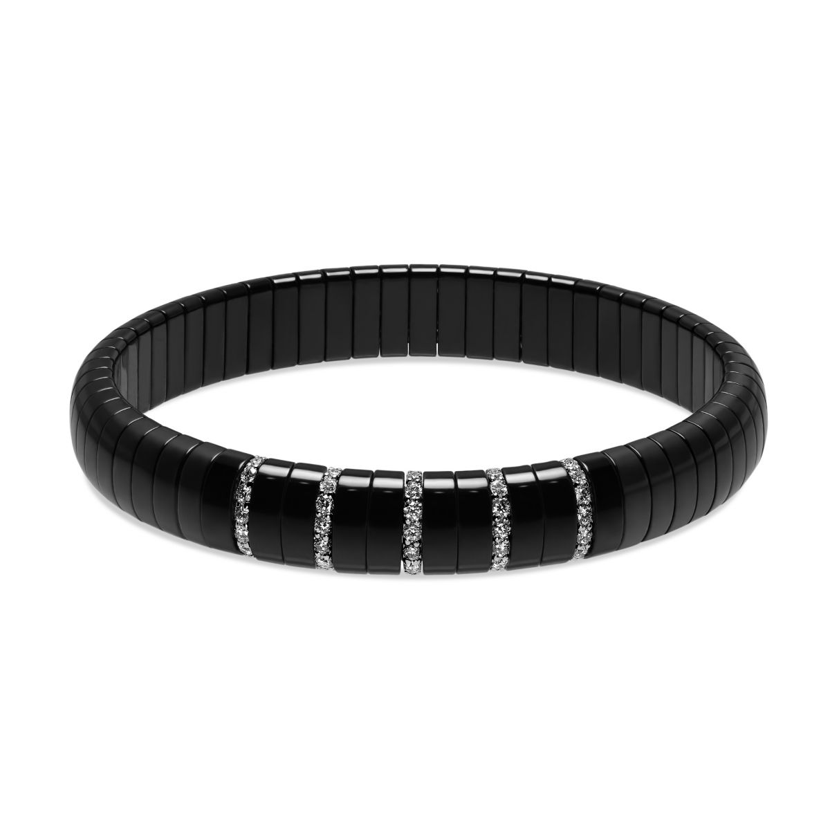 Roberto Demeglio 18K White Gold Black Ceramic & Diamond Pura Stretch Bracelet