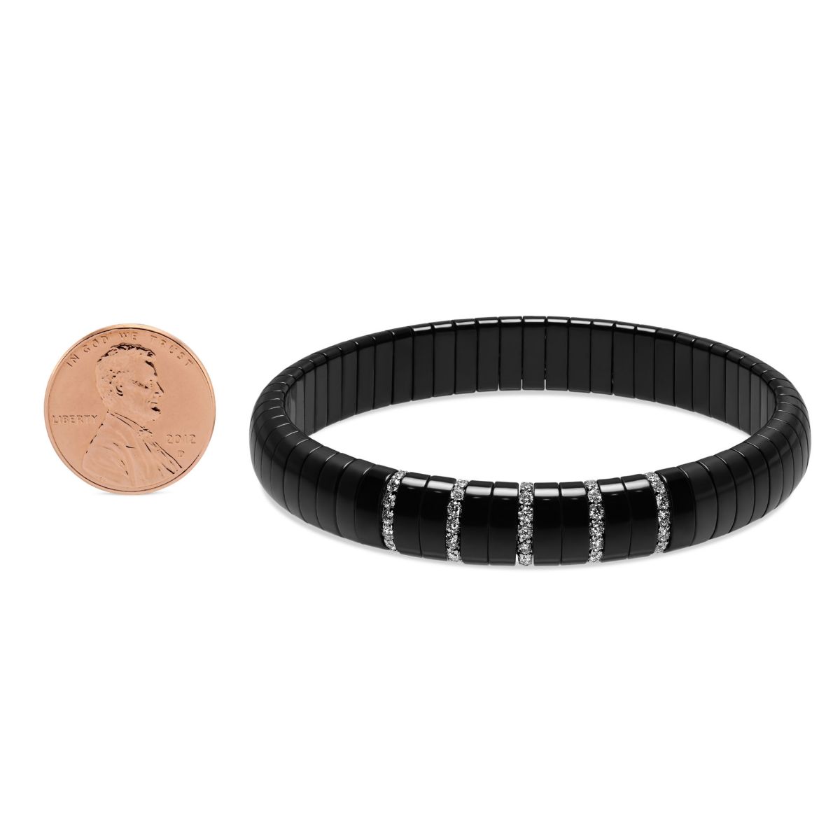 Roberto Demeglio 18K White Gold Black Ceramic & Diamond Pura Stretch Bracelet