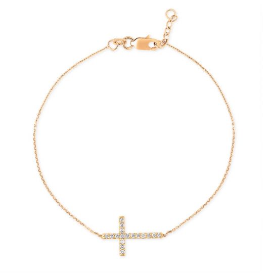 14k Rose Gold Diamond Side Cross Bracelet Borsheims 14k Rose Gold Diamond Side Cross Bracelet