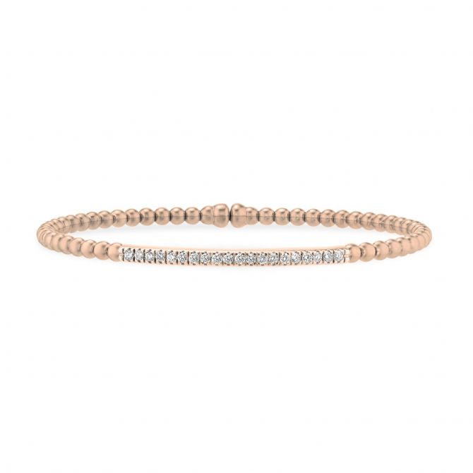 Diamond & Rose Gold Bead Cuff Bracelet