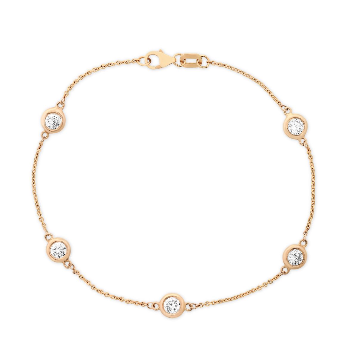 Diamond Station Bracelet in Rose Gold, 7.5