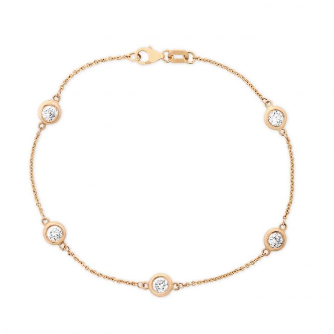 Diamond Station Bracelet in Rose Gold, 7.5"