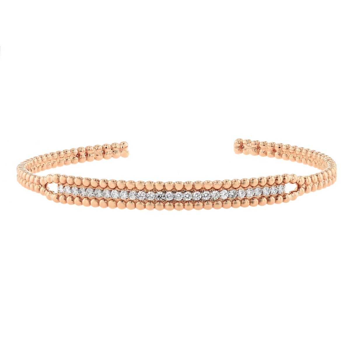 Diamond & Rose Gold Bead Open Cuff Bracelet | Borsheims