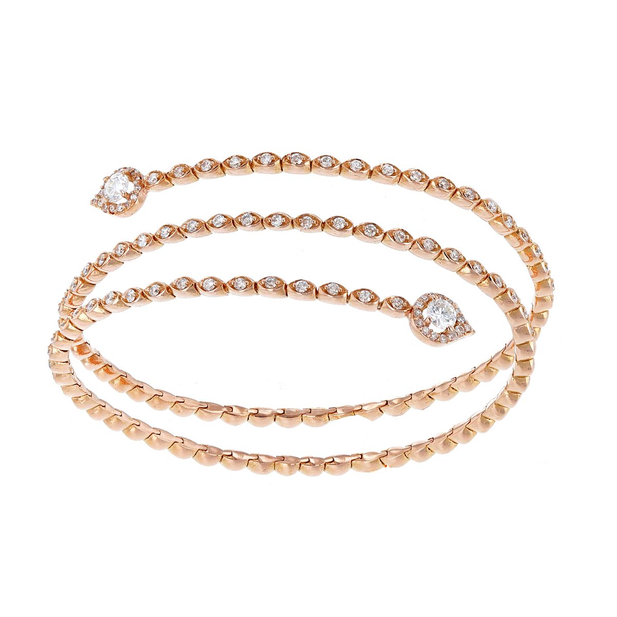 18k Rose Gold Diamond 3 Row Spiral Spring Bracelet Borsheims 18k Rose Gold Diamond 3 Row Spiral Spring Bracelet