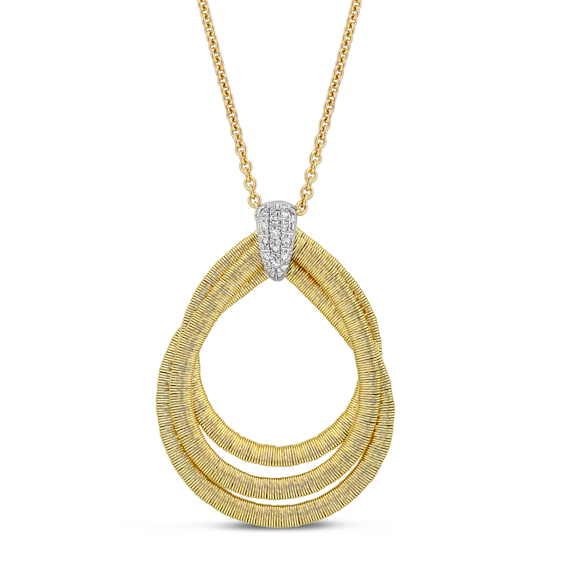 Marco Bicego Cairo Yellow Gold & Diamond Medium Woven Pendant