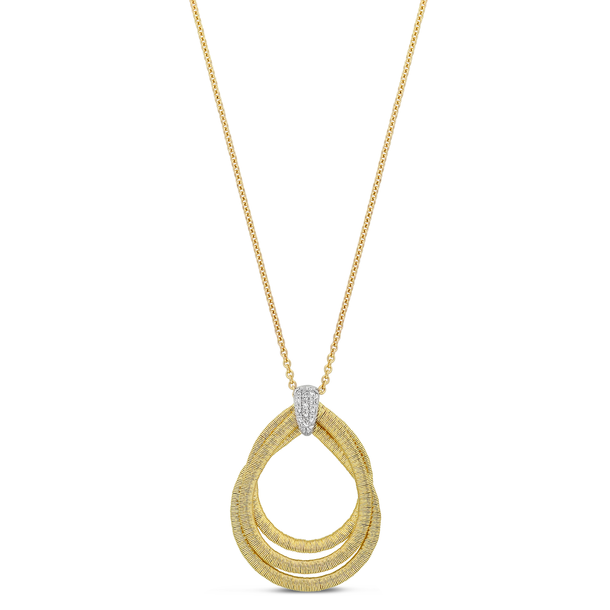 Marco Bicego Cairo Yellow Gold & Diamond Medium Woven Pendant