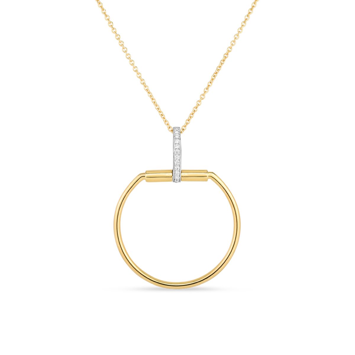 Roberto Coin 18K Yellow & White Gold Diamond Classic Parisienne Pendant/Necklace, 18