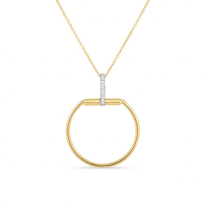 Roberto Coin 18K Yellow & White Gold Diamond Classic Parisienne Pendant/Necklace, 18"