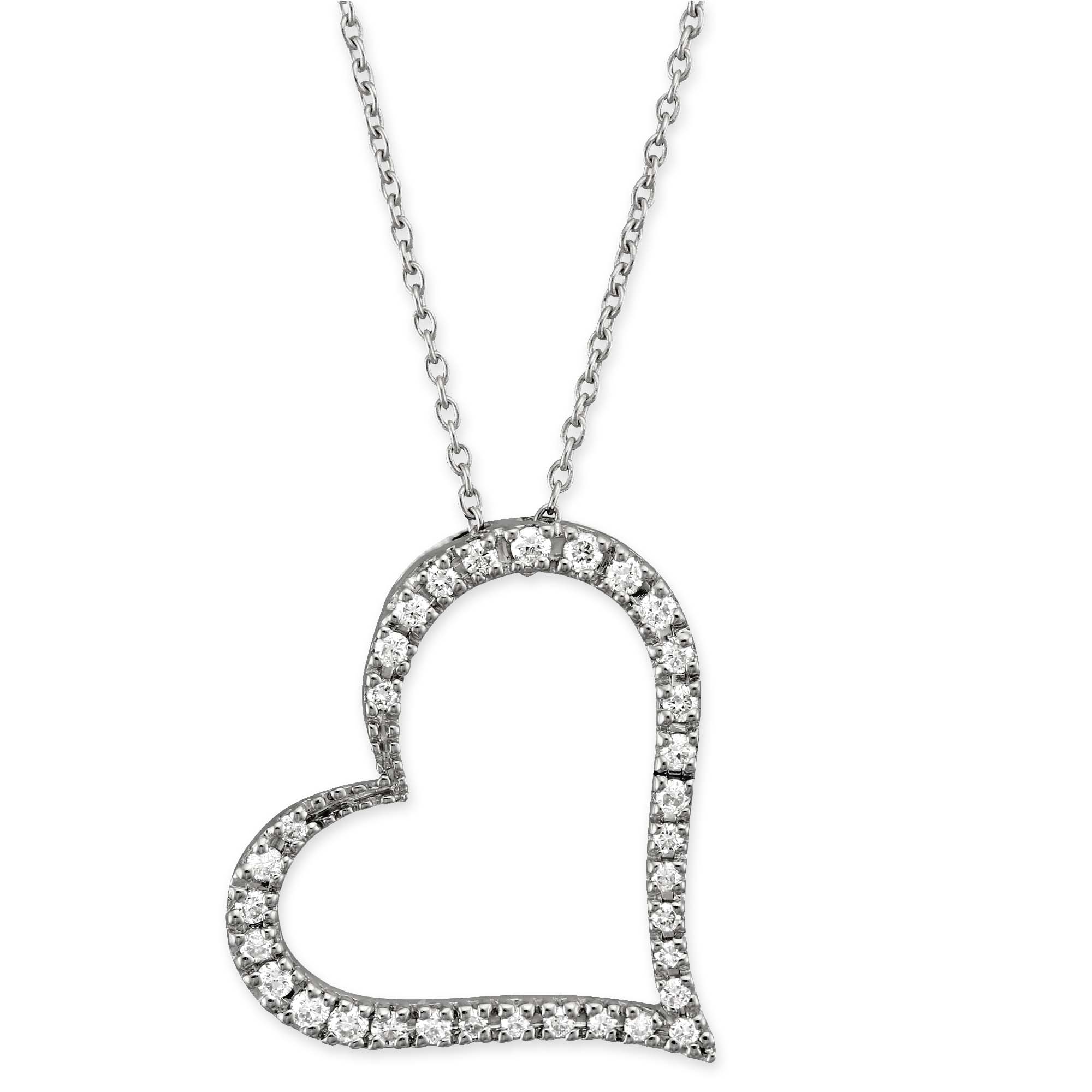 Roberto Coin 18K White Gold Diamond Heart Pendant/Necklace, 0.22cttw ...