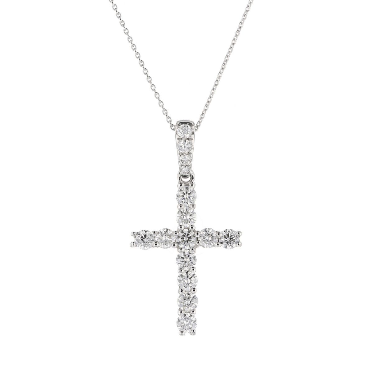 18K White Gold 1.00cttw Diamond Cross Pendant