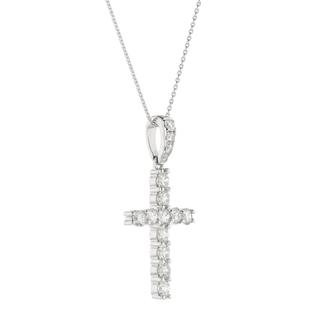 18K White Gold 1.00cttw Diamond Cross Pendant