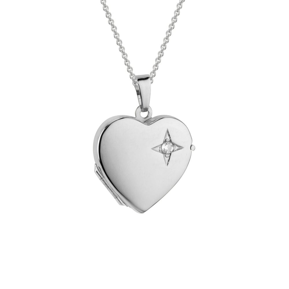 Diamond & White Gold Heart Locket Necklace | Borsheims