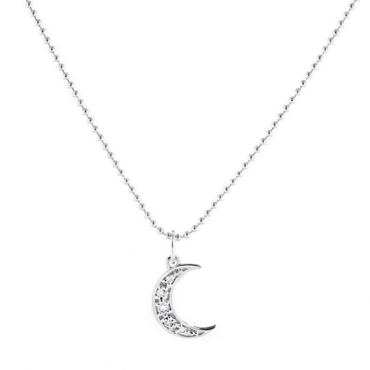 White Gold Crescent Moon Pendant Sale 