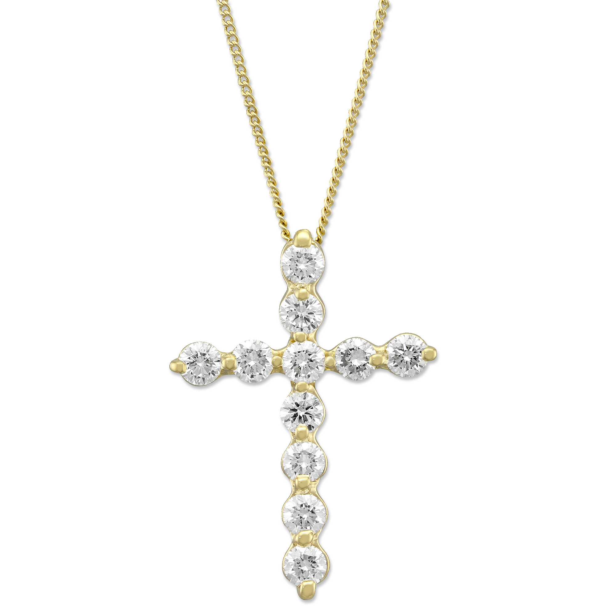 Diamond Cross Pendant Necklace in Yellow Gold, 1.00 cttw | Borsheims