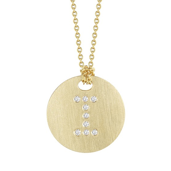 Roberto Coin Tiny Treasures Disc Necklace with Diamond Initial