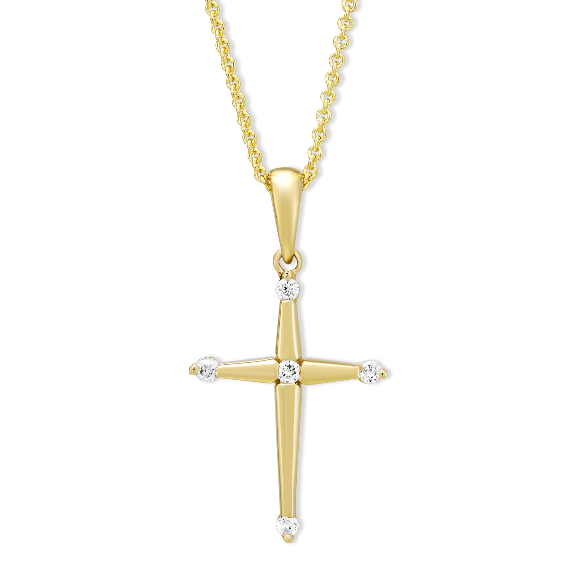 Yellow Gold & Diamond Cross Pendant Necklace