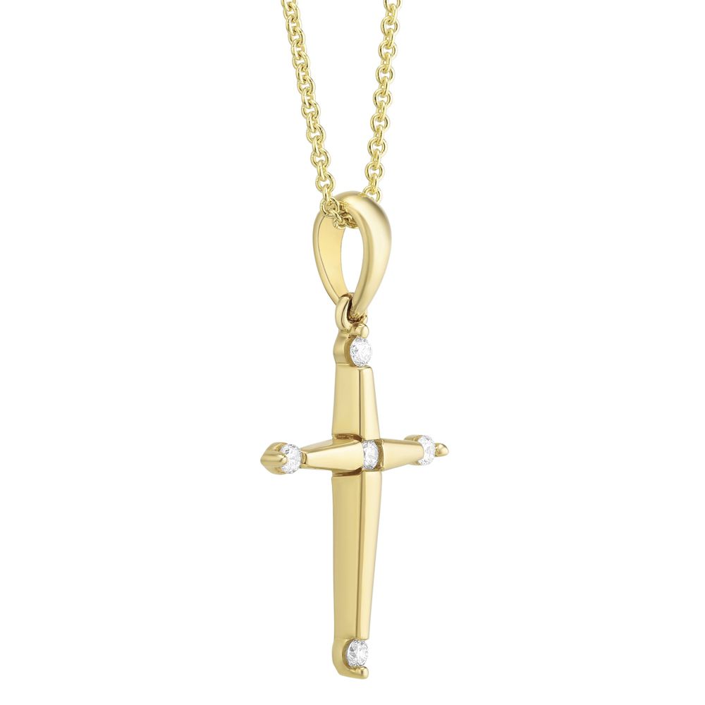 Yellow Gold & Diamond Cross Pendant Necklace