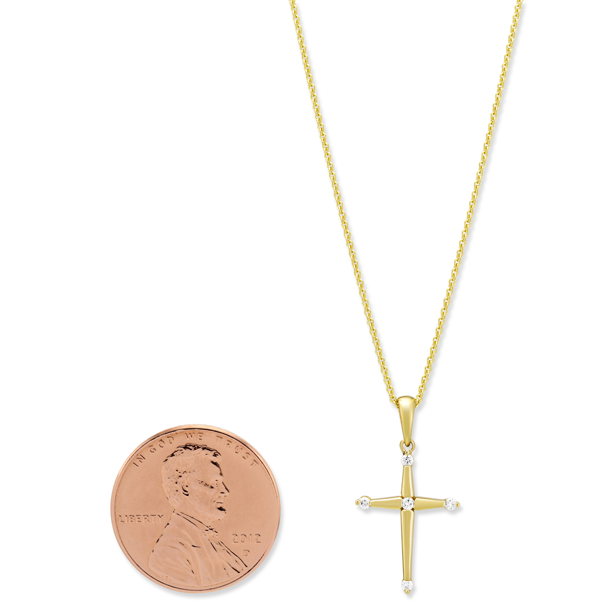 Yellow Gold & Diamond Cross Pendant Necklace
