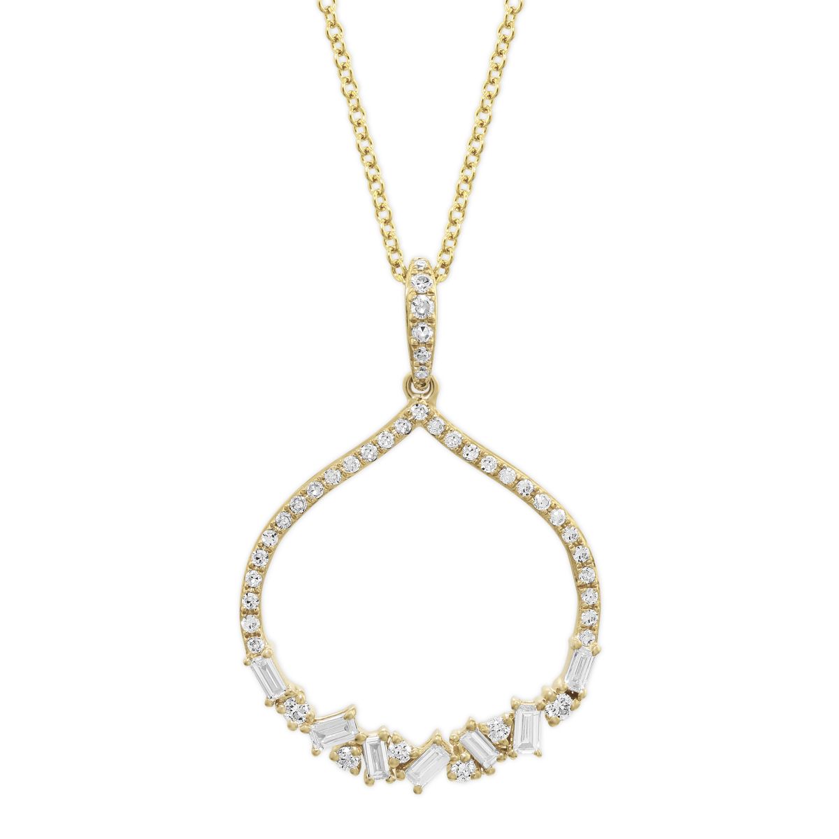 14K Yellow Gold Diamond Open Pointed Pendant, 16