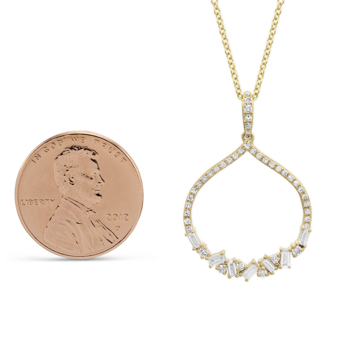 14K Yellow Gold Diamond Open Pointed Pendant, 16