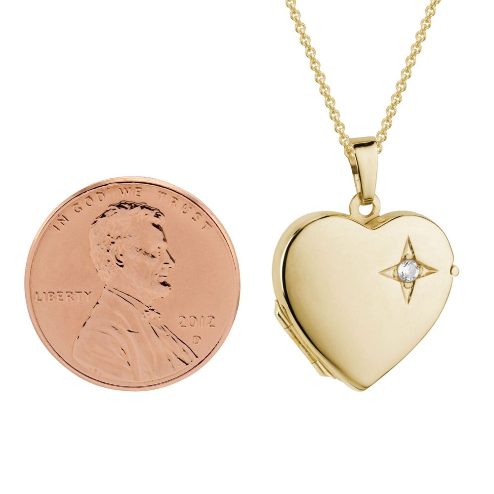 Yellow Gold & Diamond Heart Locket Necklace, 18