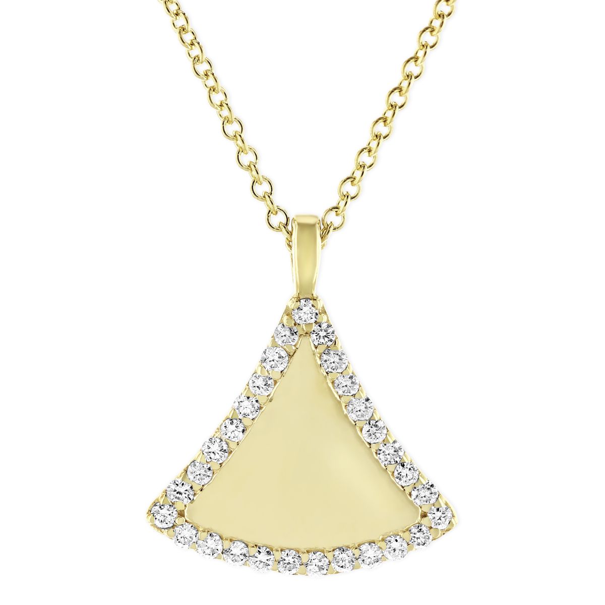 14K Yellow Gold Diamond Frame Triangle Pendant, 16