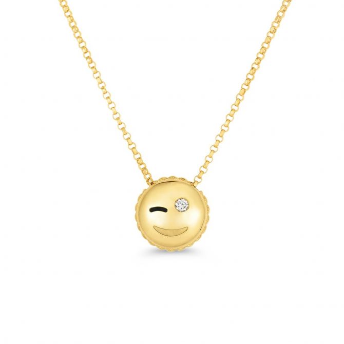 Roberto Coin Tiny Treasures Wink Emoji with Diamonds Necklace