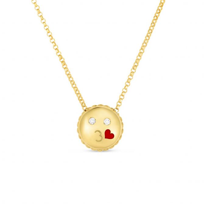 Roberto Coin Tiny Treasures Kiss Emoji with Diamonds Necklace