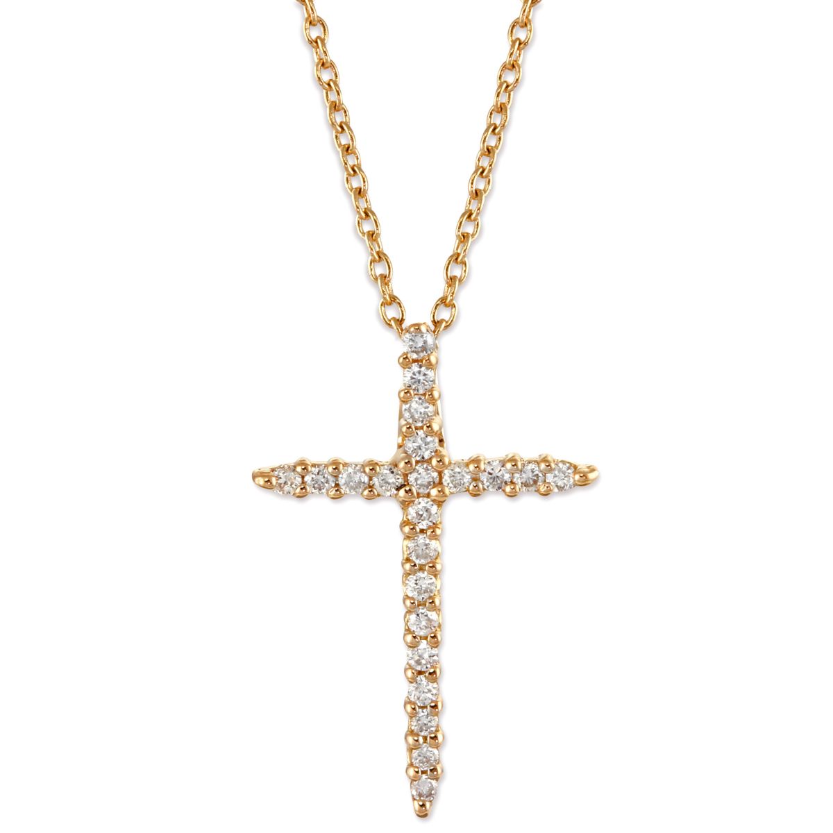 Roberto Coin 18K Rose Gold Diamond Cross Pendant/Necklace, 18" Borsheims