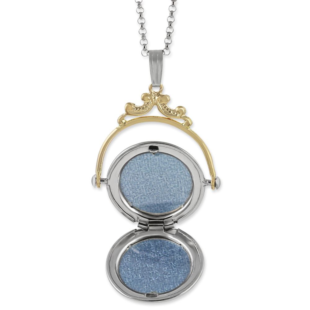 14K Yellow Gold & Sterling Silver Diamond Spinner Locket, 18