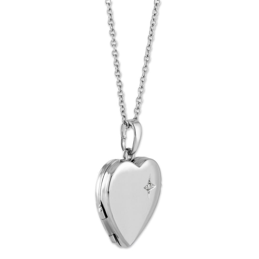Sterling Silver Diamond Heart Locket, 16-18