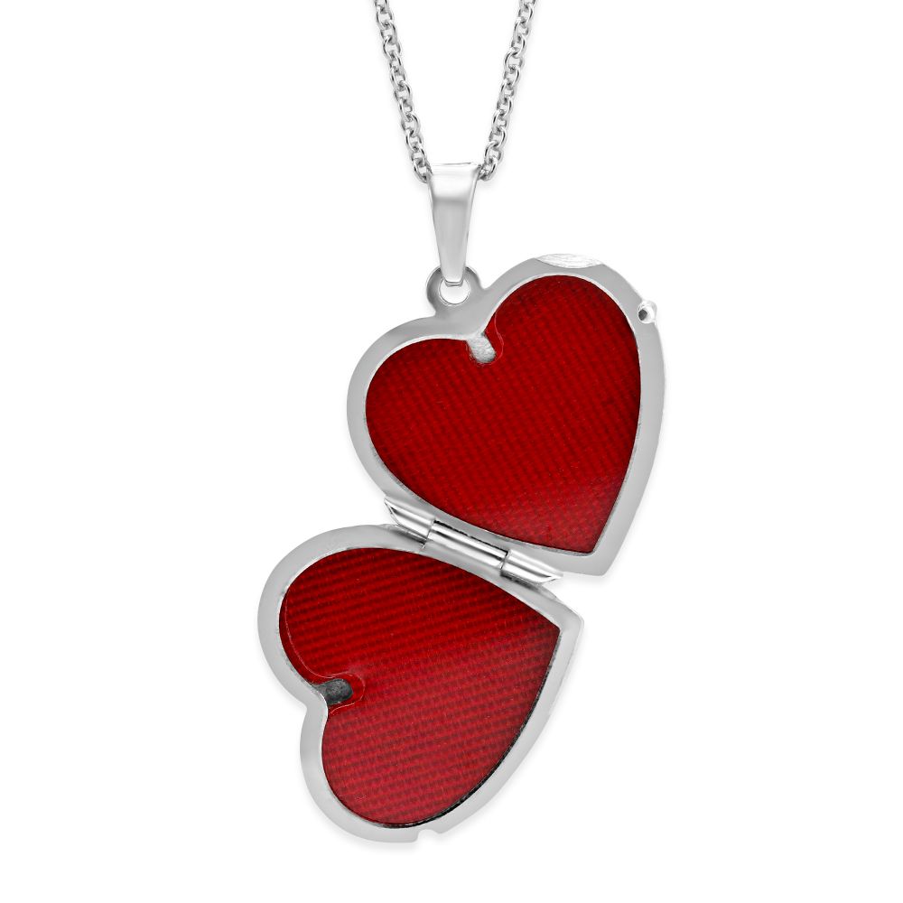 Sterling Silver Diamond Heart Locket, 16-18